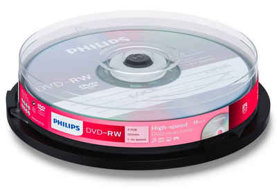 Philips DVD-Rohling 10 Philips Rohlinge DVD-RW 4,7GB 4x Spindel
