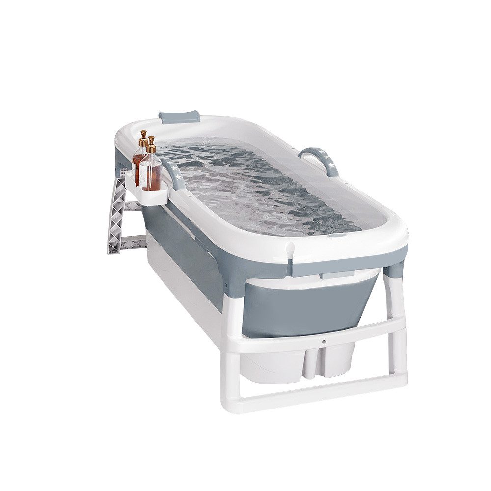 JEOBEST Badewanne Faltbare Badewanne Erwachsene 118x60x53cm Seifenkorb, Massage-Schweiß-Dampfbadewanne mit Deckel,Blau
