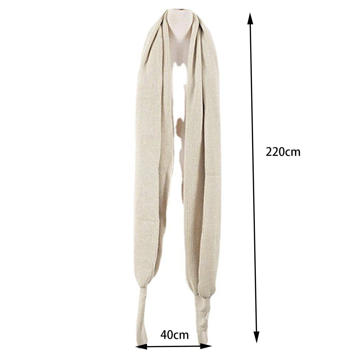 AUKUU Halstuch Halstuch Stilvoller warmer Strickschal Beige Ärmeln, mit einfarbigen (1-St)