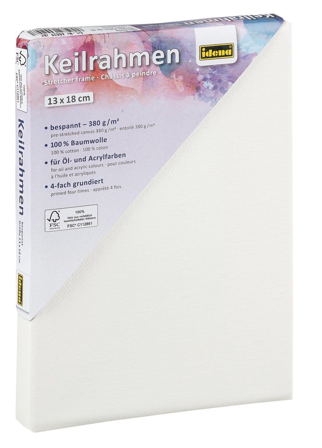 Idena Keilrahmen Idena 60029 - Keilrahmen mit Leinwand aus 100% Baumwolle, Grammatur