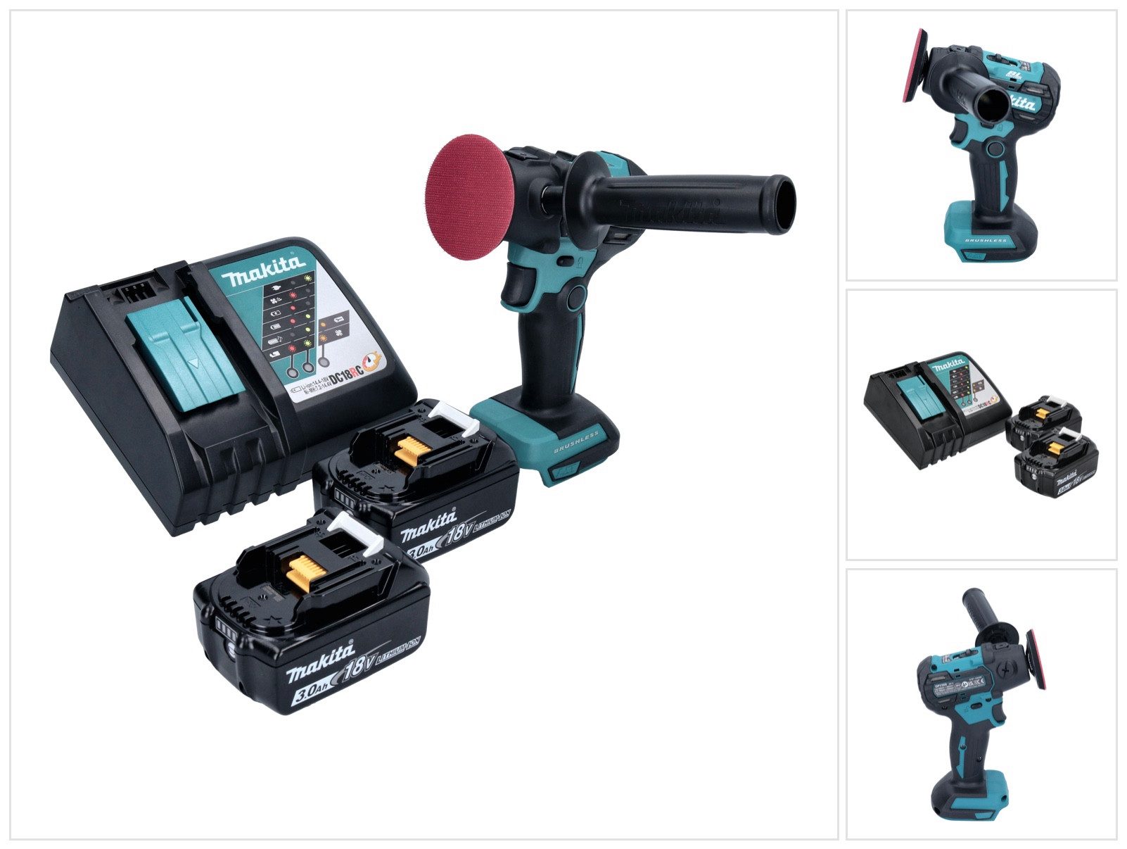 Makita Akku-Poliermaschine DPV 300 RF Akku Schleifer Polierer 18 V 50 / 80 mm Brushless