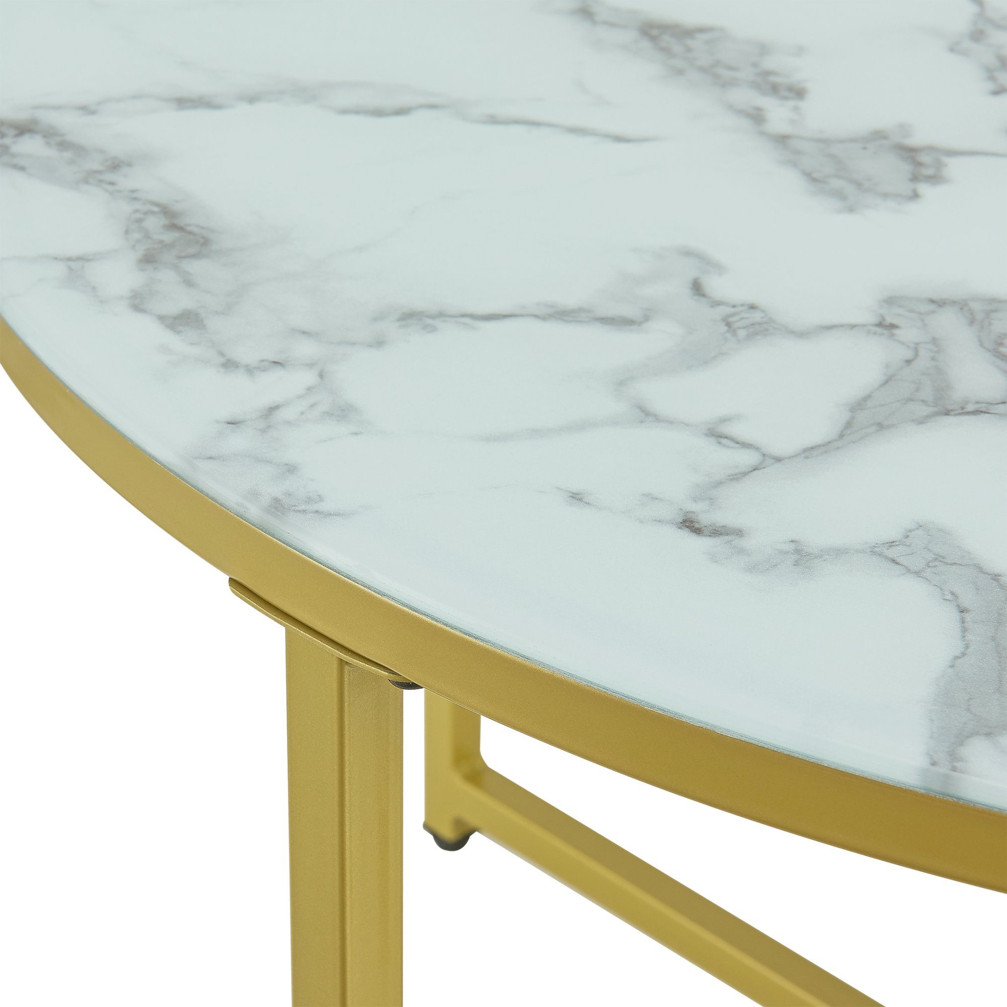 Sideboard Uppvidinge 45x80cm, | Couchtisch, weiß en.casa Gold Marmor-Optik Marmor/Weiß-Gold