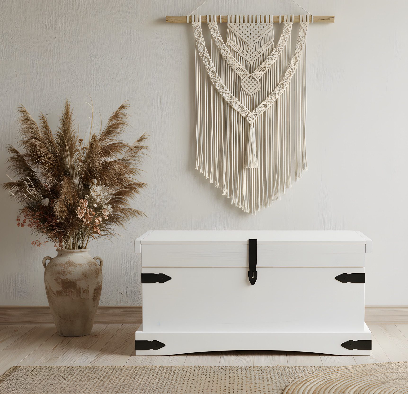 ebuy24 Truhe New Mexico Truhe Breite 92 cm, Höhe 45 cm weiss/Wa