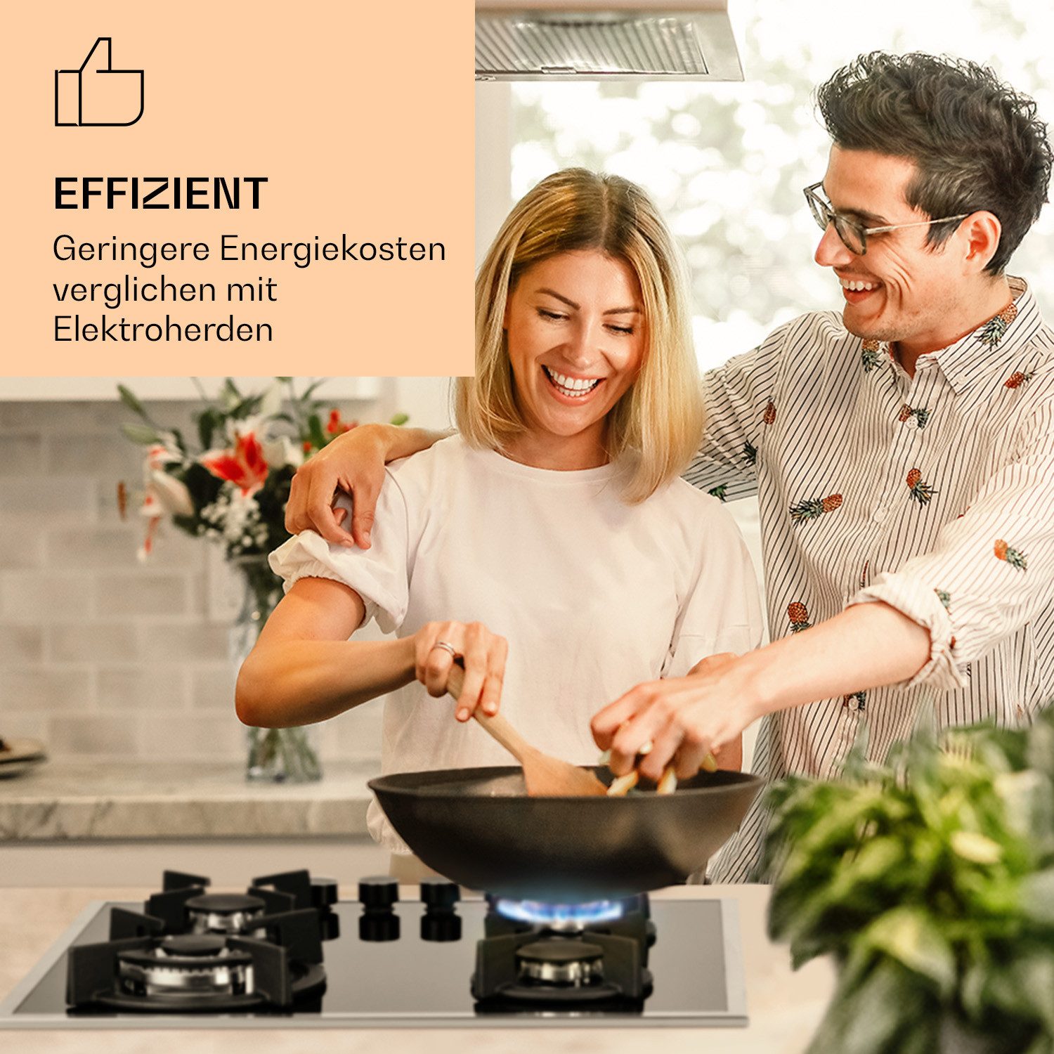 Klarstein Gas-Kochfeld Goldflame 4 Prime 10037807, Einbau Gas Kochfeld 4 Platten Herdplatte Kochplatte Einbaukochfeld – Bild 2 von 5