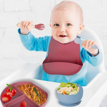 Baby Ja Lätzchen Babylätzchen,Silikon-Lätzchen,Baby Fütterlätzchen,Wasserdicht, Leicht zu reinigen,4 Verstellbaren Tasten