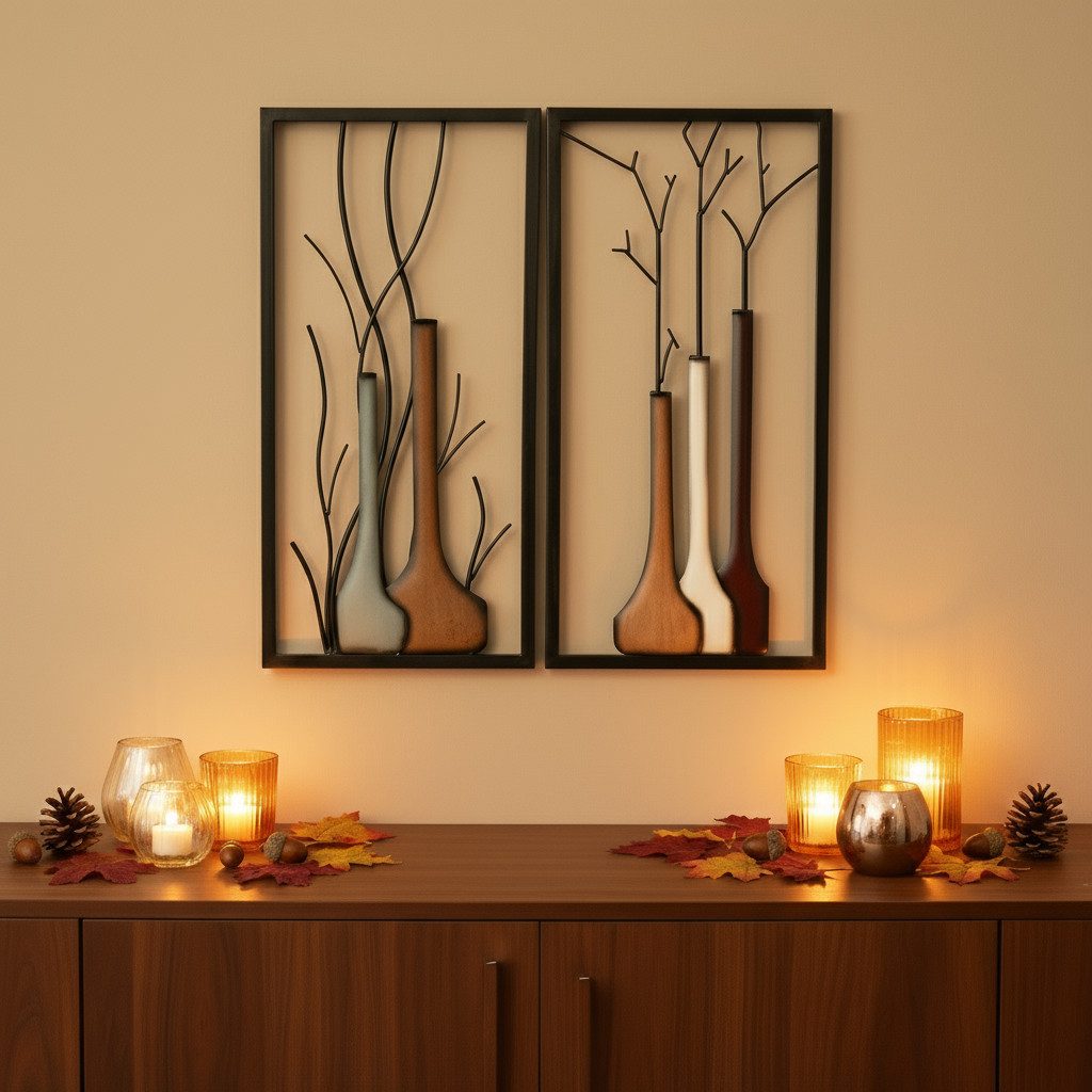GILDE Wanddekoobjekt Wandbild Set Vase Herbst günstig online kaufen
