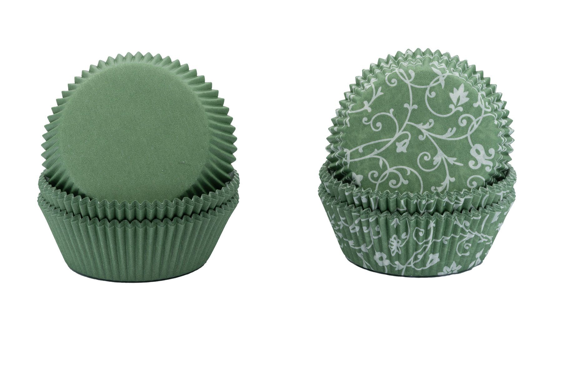 Demmler Muffinform Jade (Grün) mit & ohne Muster, Papier Muffinförmchen Set - Made in Germany