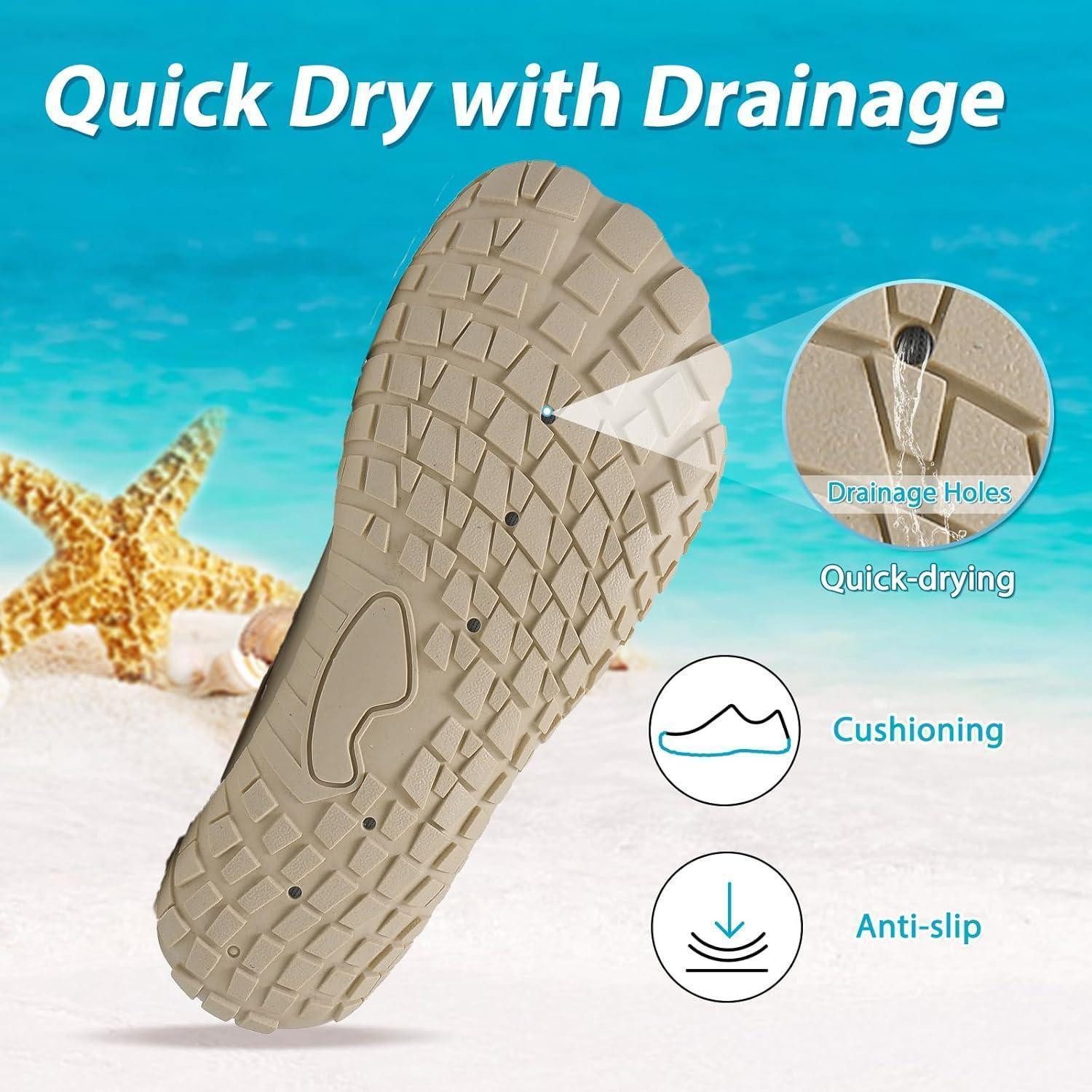 LuxusKollektion Wasserschuhe Badeschuhe Strandschuhe Drainagelöcher Unisex 42 EU Beige Wasserschuh