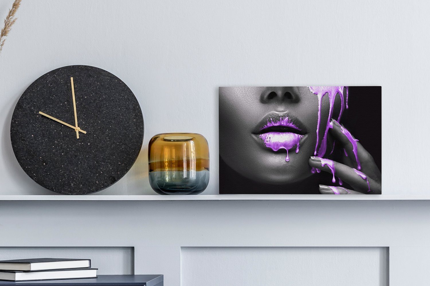 OneMillionCanvasses® Leinwandbild Lippen - Lila - günstig online kaufen