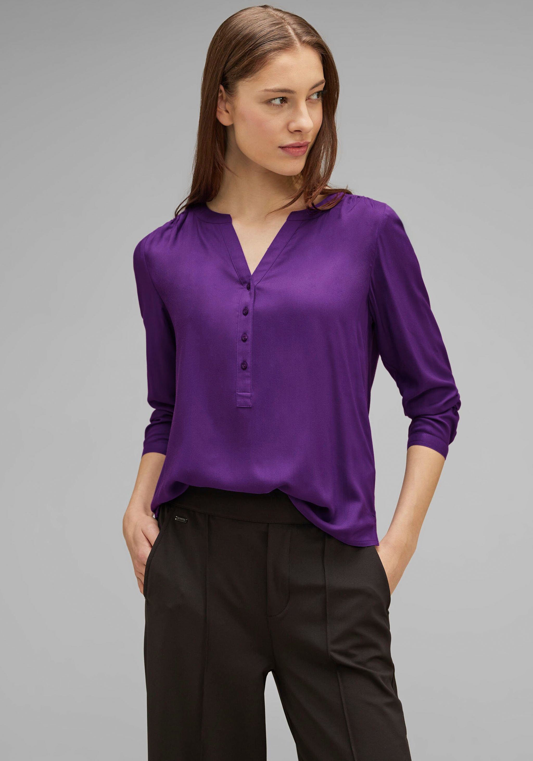 lilac Seitenschlitzen Shirtbluse pure deep Bamika Style mit STREET ONE