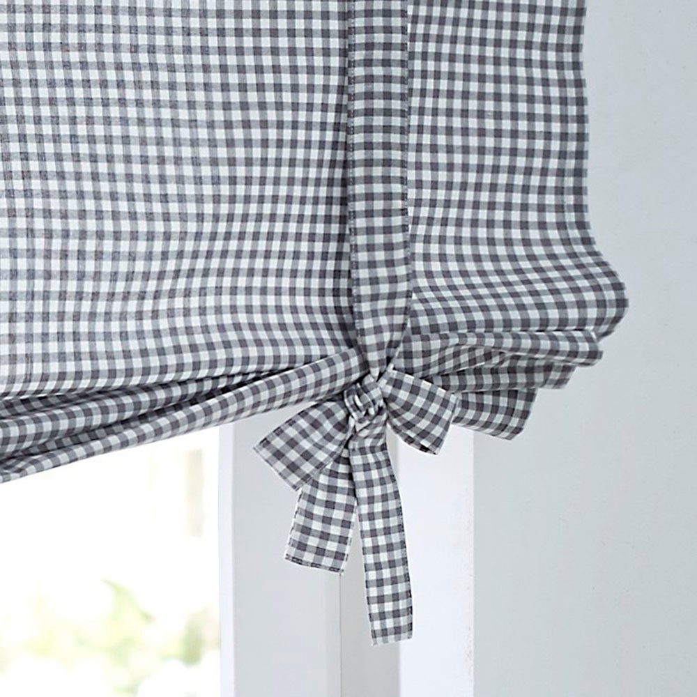 Kutti Bindegardine Cottage Raffgardine (1 St), Stangendurchzug, blickdicht, kariert, Baumwolle, Stangendurchzug, Bindegardine