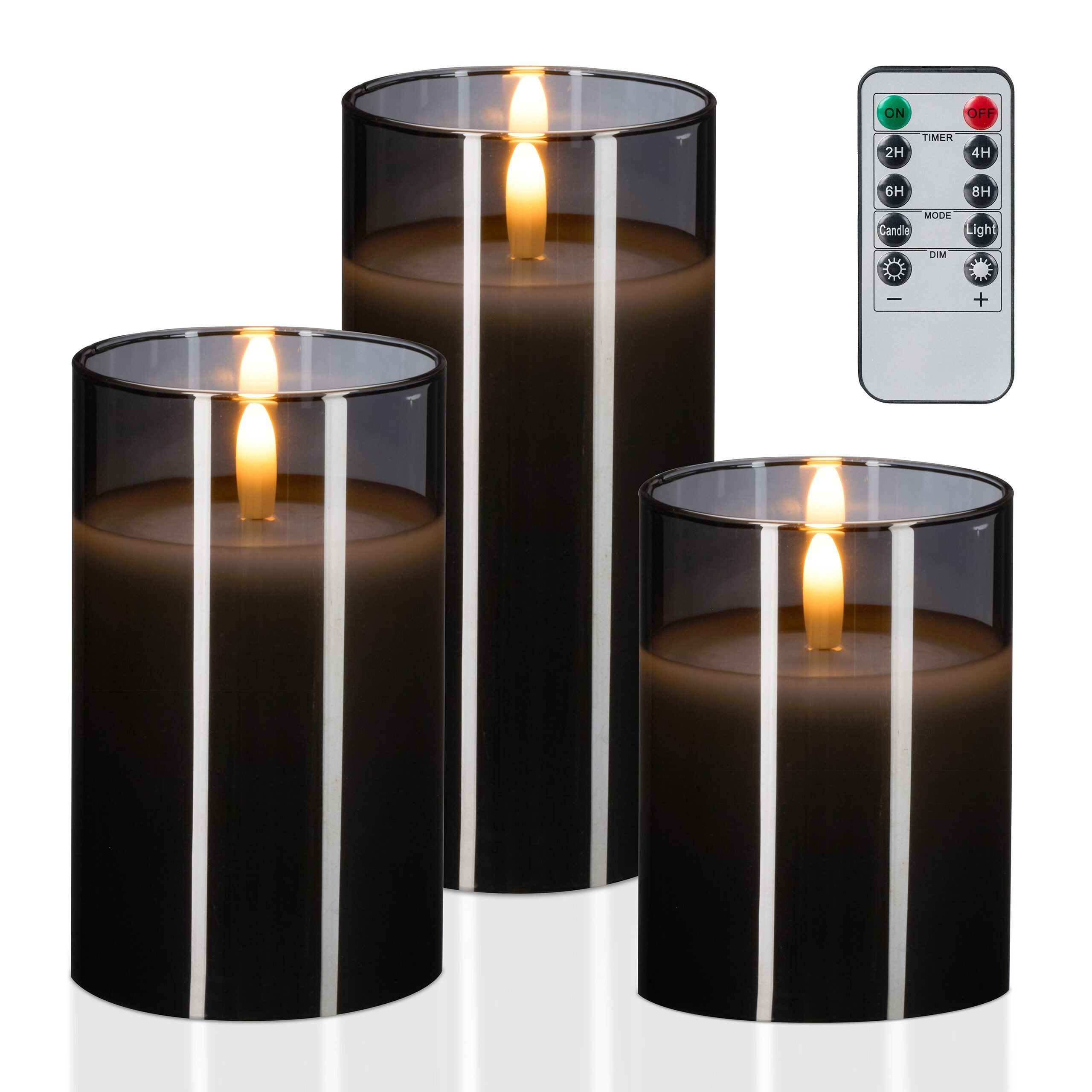 relaxdays LED-Kerze im Glas 3er Set, günstig online kaufen