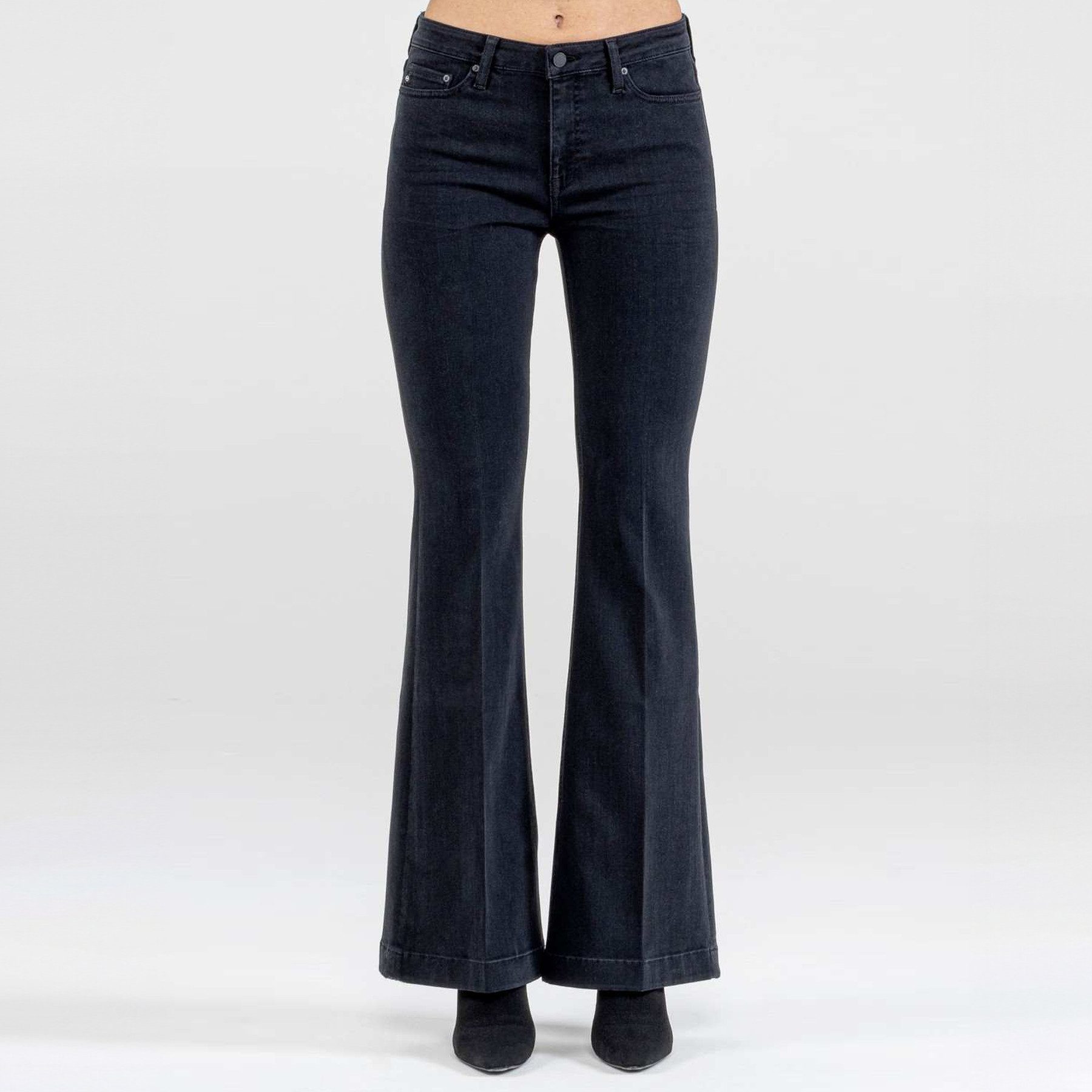 ADRIANO GOLDSCHMIED 5-Pocket-Jeans AG JEANS Flared-Jeans TROPEA Mid Waist - Schwarz