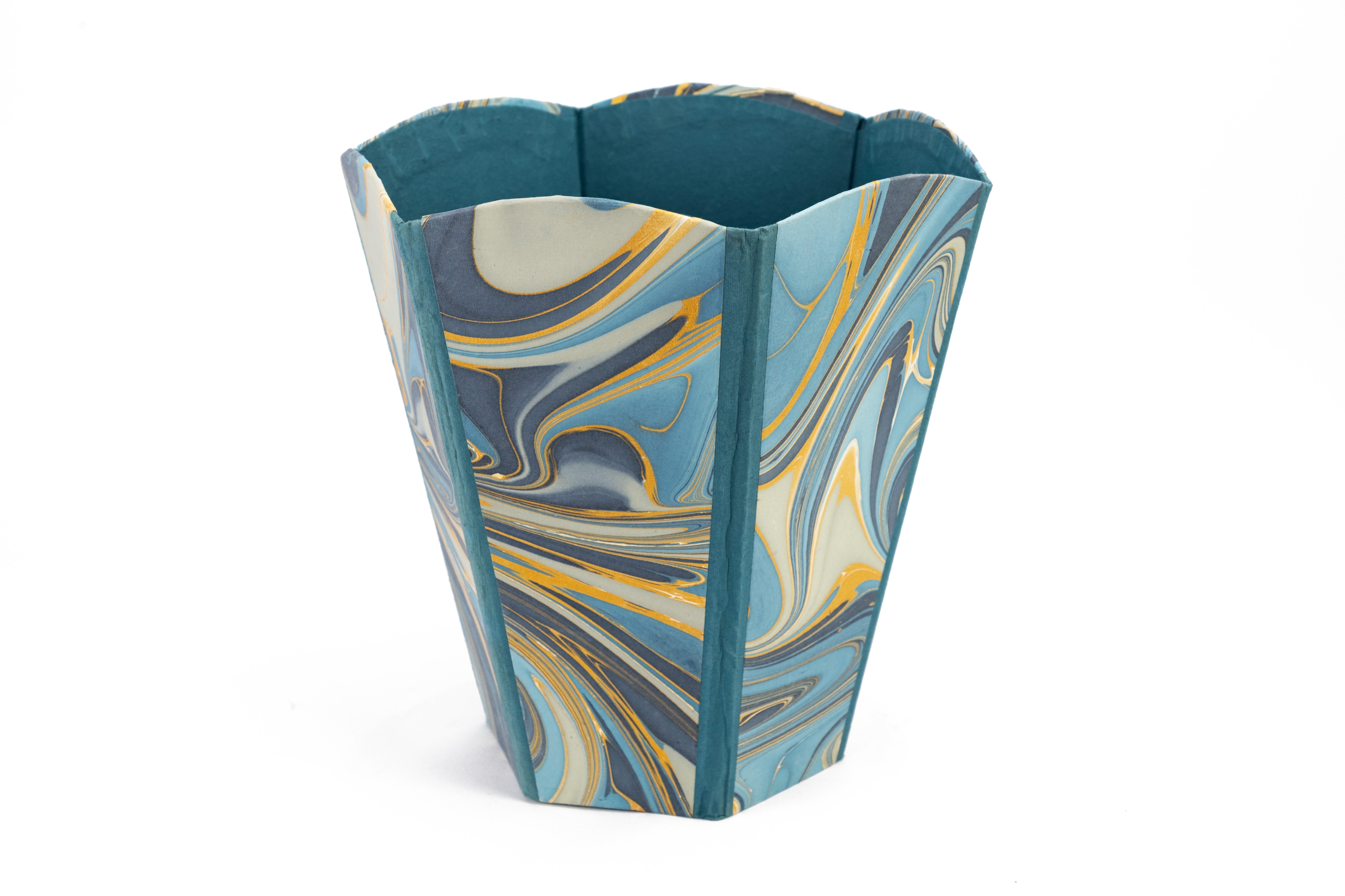 El Puente Aufbewahrungskorb Papierkorb "Marble", Handmade, Fair Trade