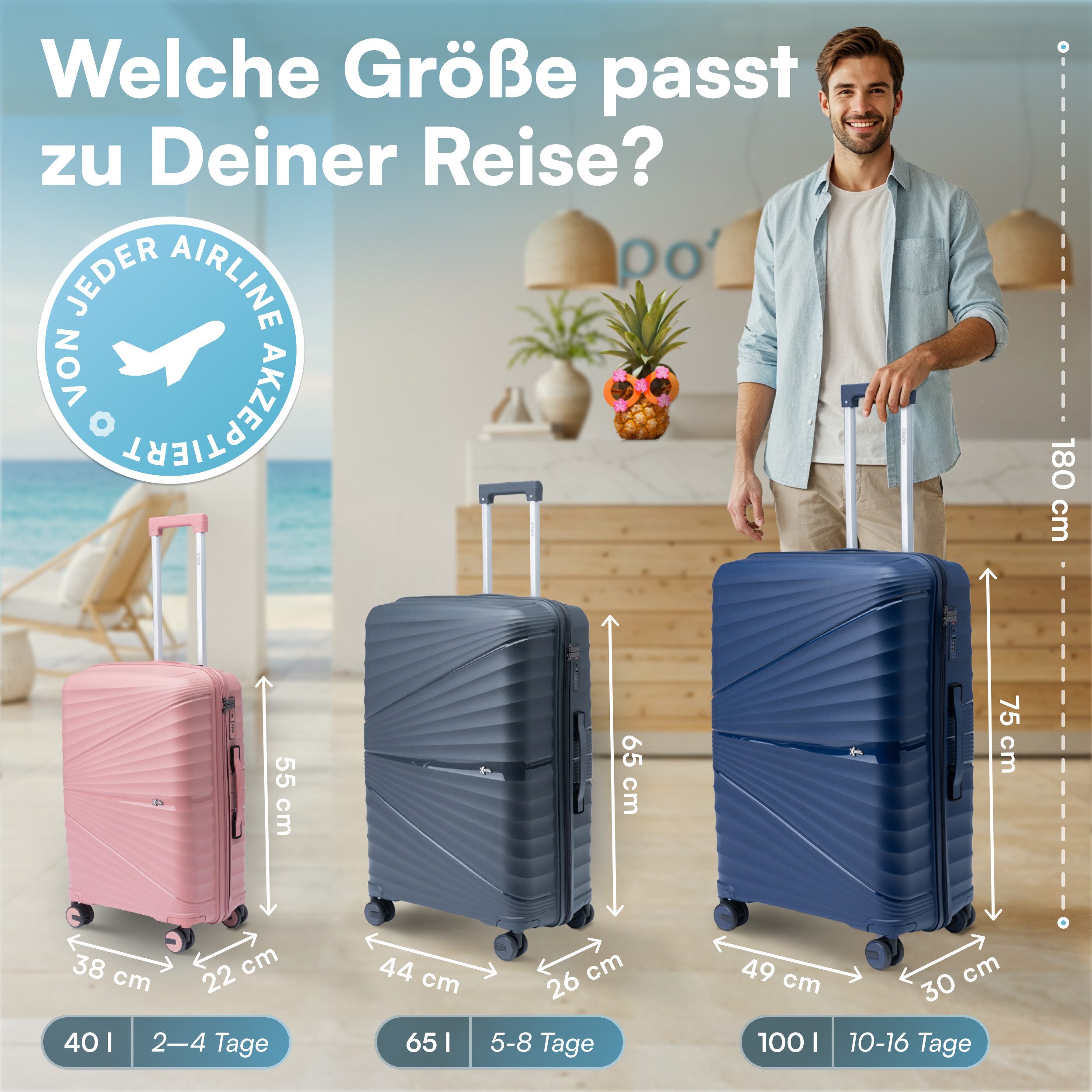 Xonic Koffer Xonic® Hartschalenkoffer Bruchsicherer Rollkoffer TSA-Reisekof günstig online kaufen