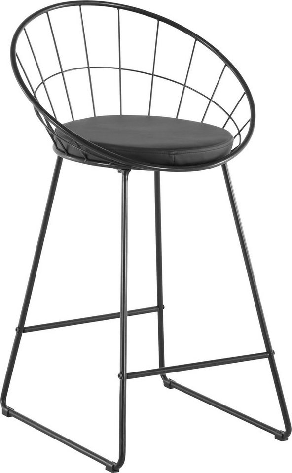 INOSIGN Hochstuhl »Jarek« (Set, 2 Stück), mit schwarzen Metallgestell, Sitzhöhe 63 cm-HomeTrends