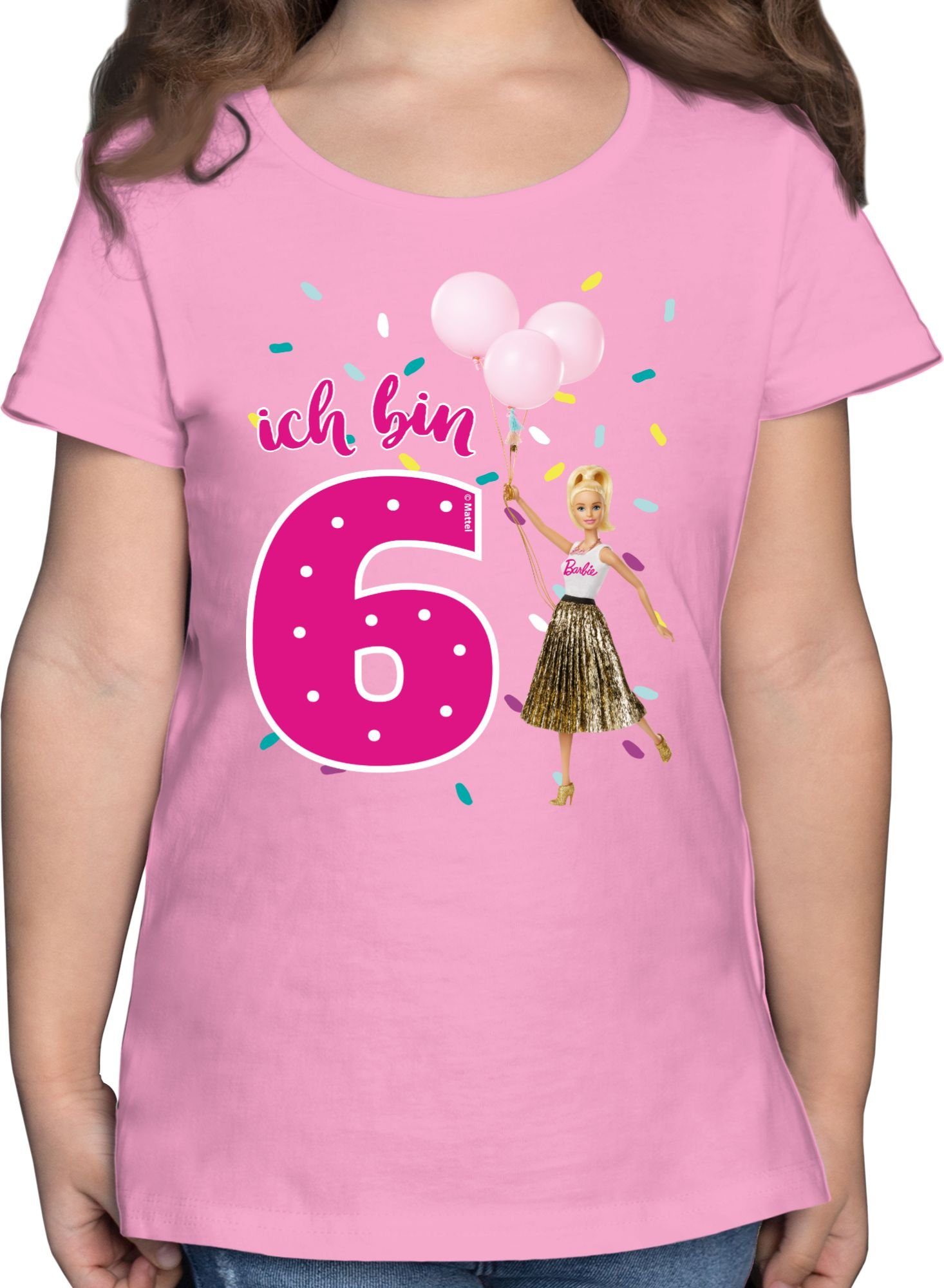 Shirtracer T-Shirt Ich bin 6 - Luftballons Barbie Mädchen 02 Rosa