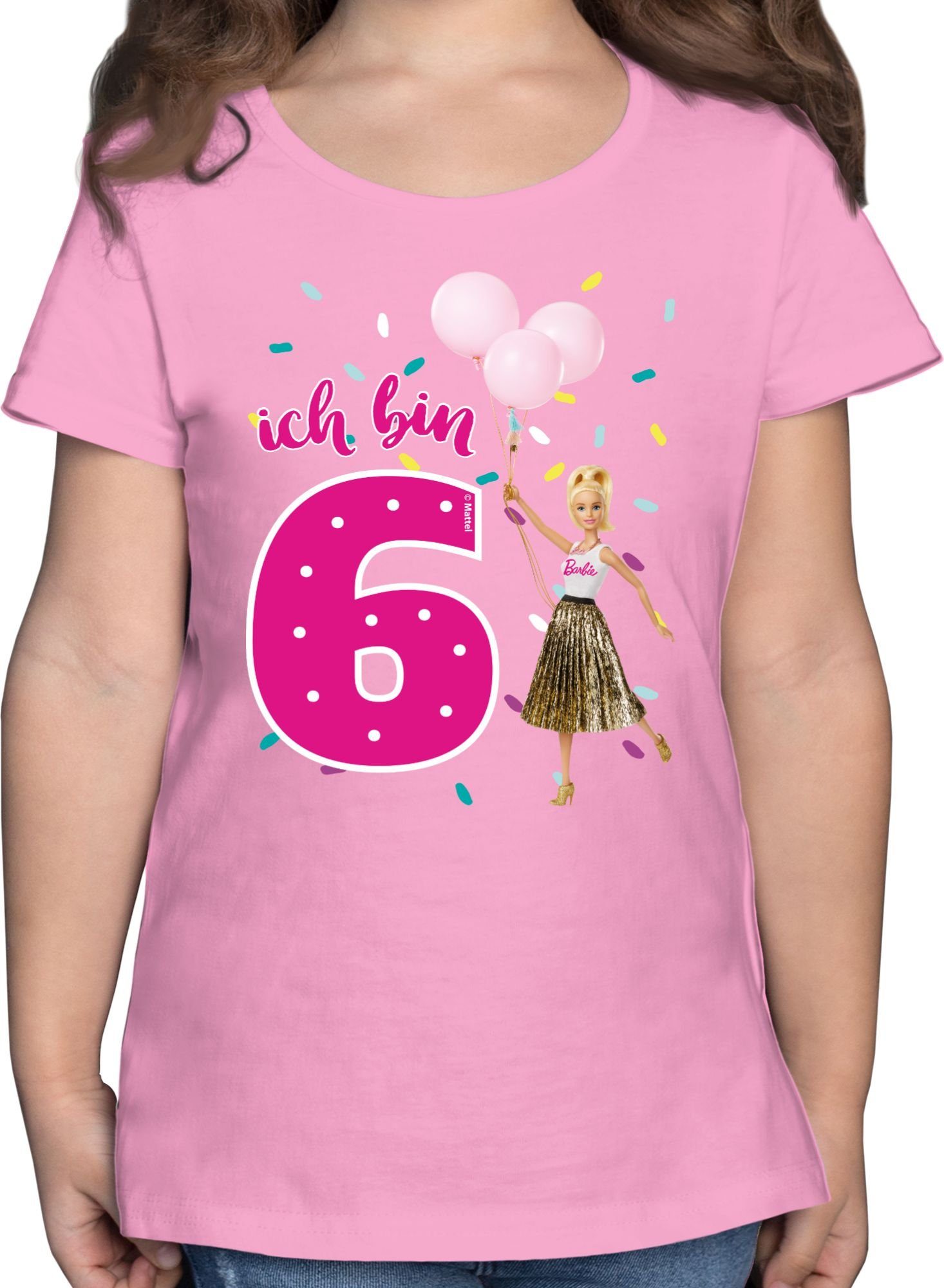 Shirtracer T-Shirt Ich bin 6 - Luftballons Barbie Mädchen