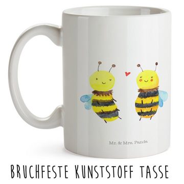 Mr. & Mrs. Panda Kinderbecher Biene Verliebt - Weiß - Geschenk, Kindergarten, Trinkbecher, Outdoorg, Kunststoff