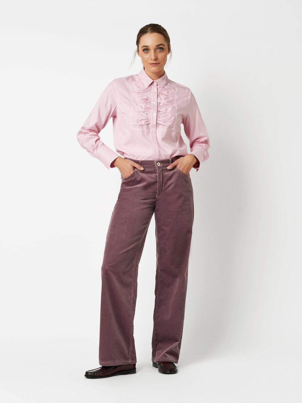 TONI Hemdbluse Alma mit feinen Streifen und Schleifendetail