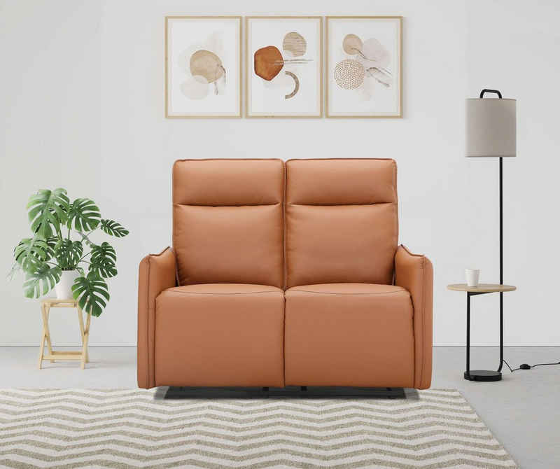 Dorel Home 2-Sitzer Lugo, Kinosofa mit Reclinerfunktion in Kunstleder und Webstoff, mit manueller Relaxfunktion in beiden Sitzen