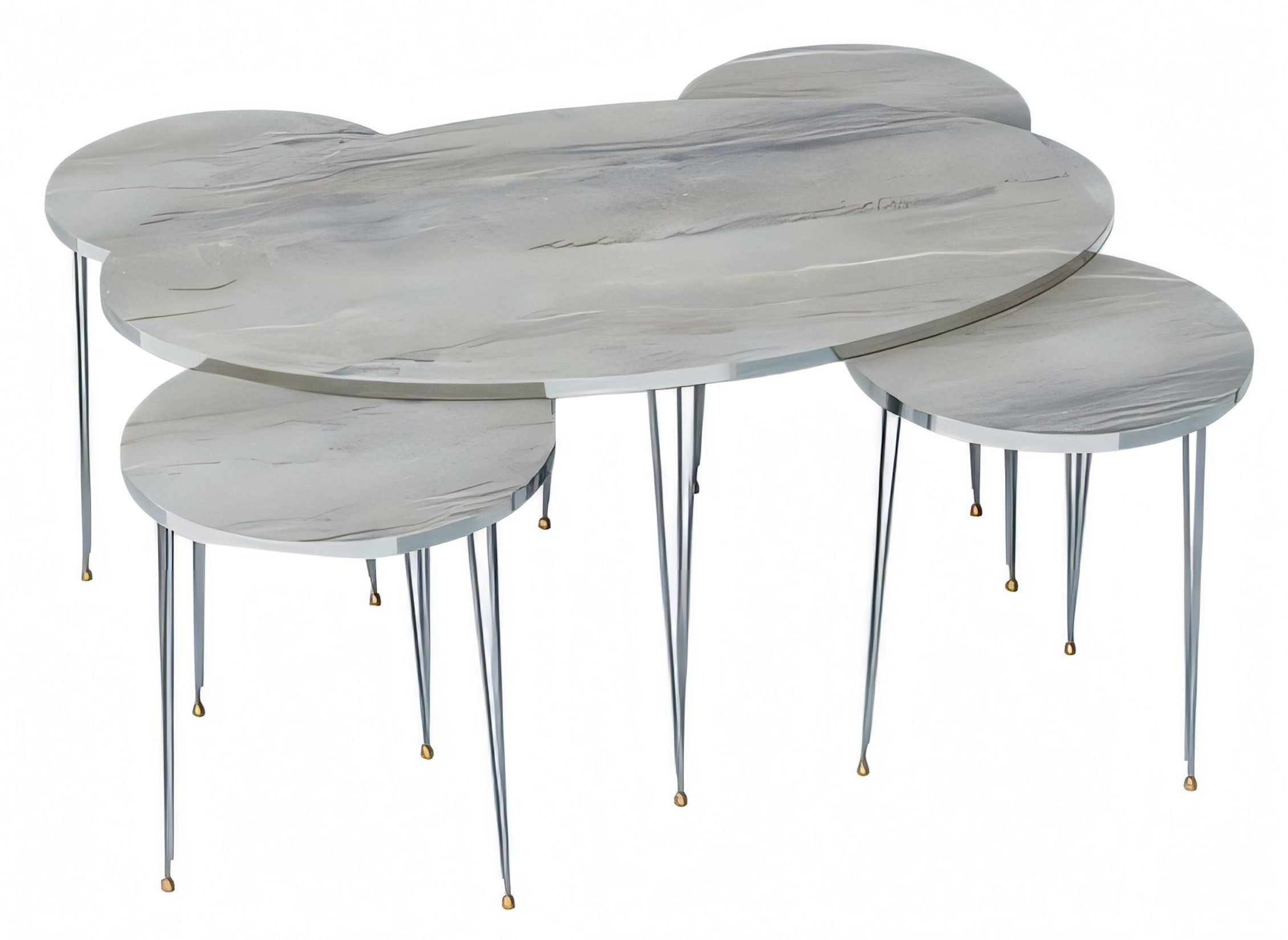 JVmoebel Satztisch Moderner grauer Couchtisch mit 4 Прикроватные тумбочкиn aus Holz (Couchtisch, 4x Прикроватные тумбочки), Made in Europe