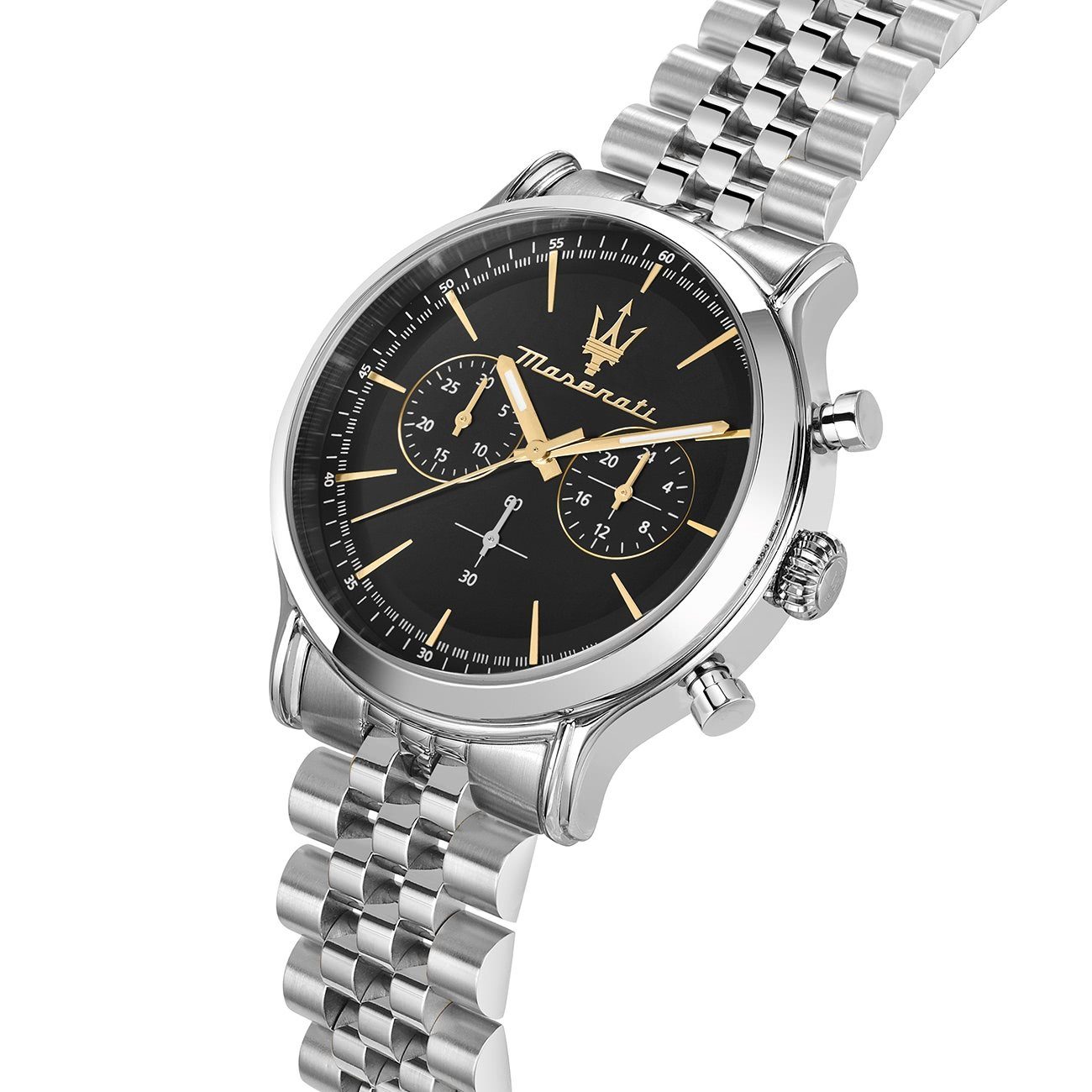 MASERATI Quarzuhr Maserati Herren Uhr Chronograph, (Chronograph), Herrenuhr rund, groß (ca. 42mm) Edelstahlarmband, Made-In Italy