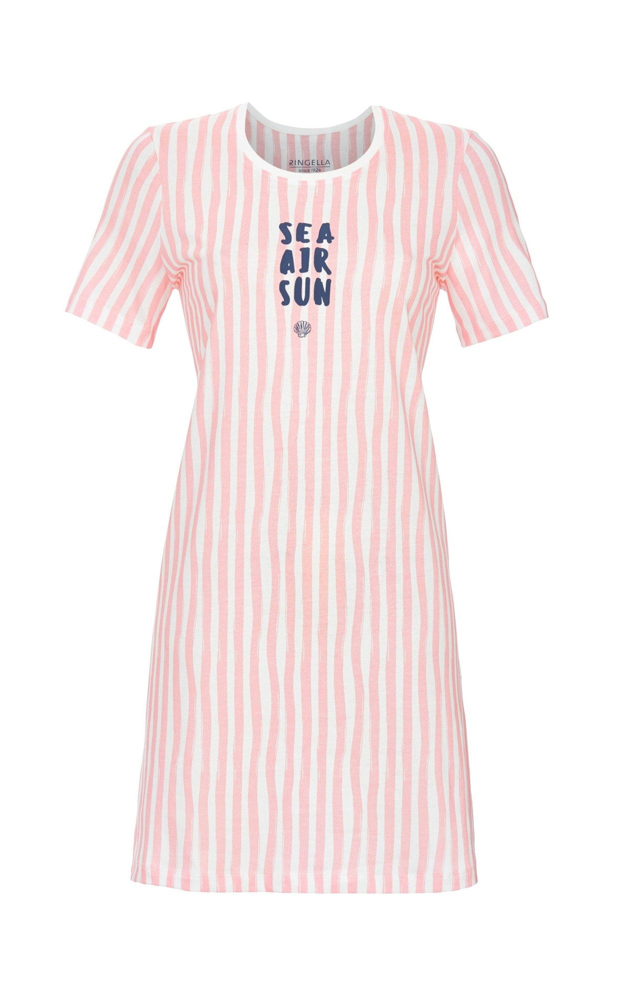 Ringella Nachthemd - Sleepshirt weiß/rosa gestreift mit Frontdruck und Kurz günstig online kaufen