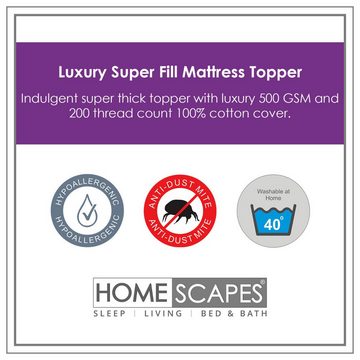 Topper Premium Matratzen-Topper 90 x 190 cm aus dicht gefüllter Baumwolle, Homescapes, 3 cm hoch