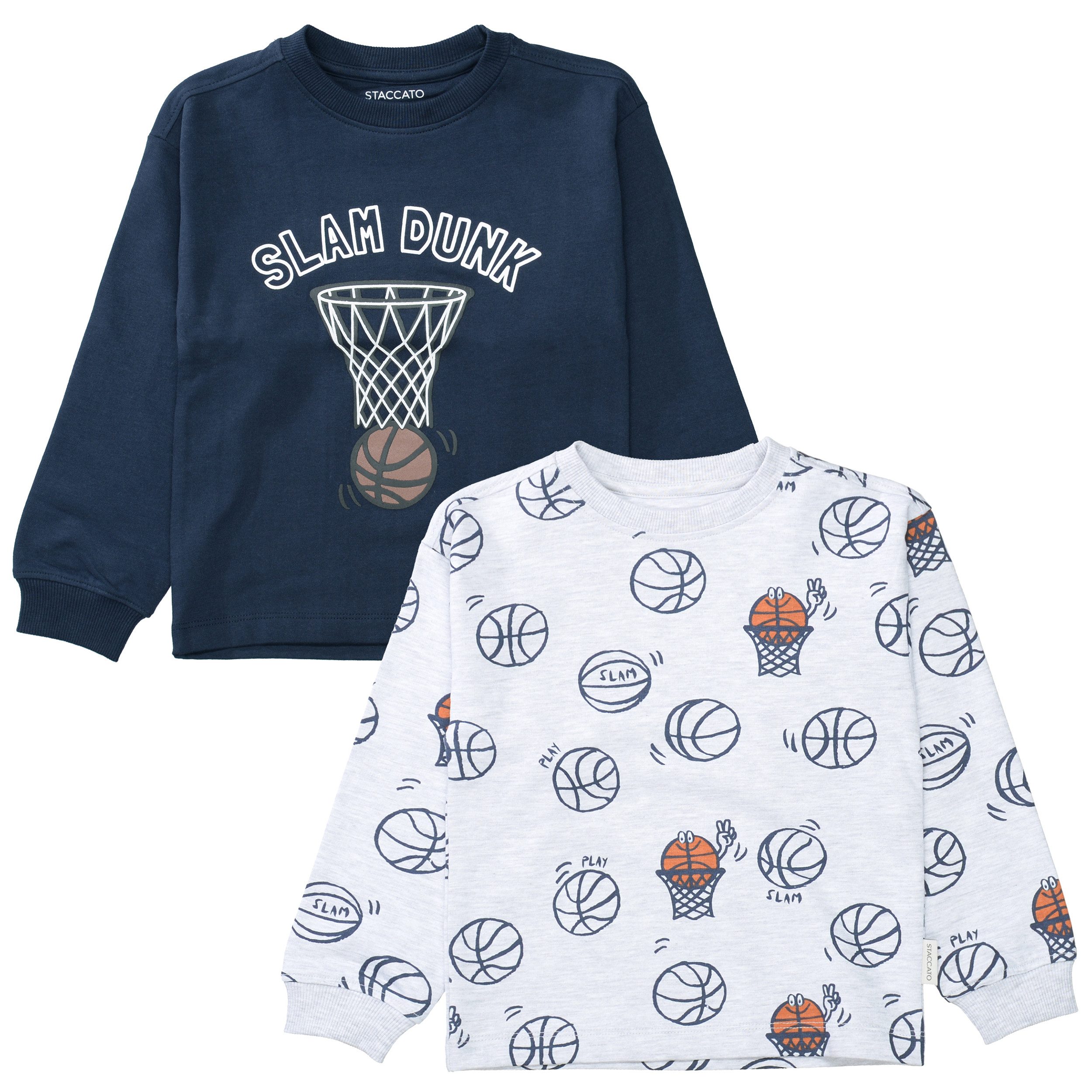 STACCATO Langarmshirt (Packung, 2-tlg) 2er Pack Sweater / Basketball-Motive / für Boys
