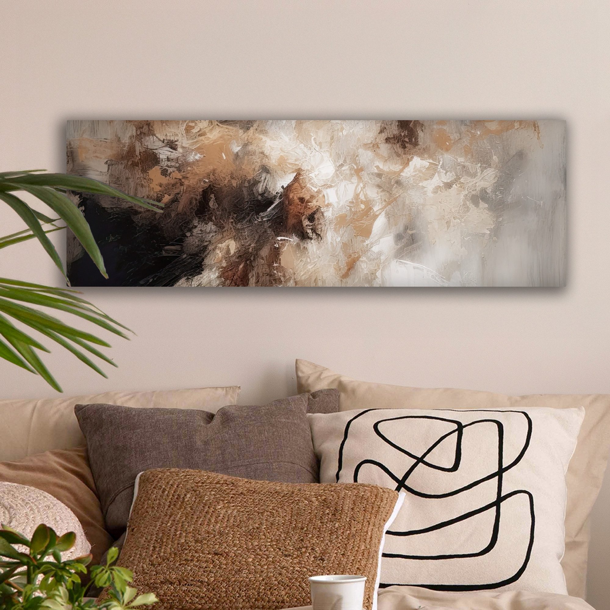 OneMillionCanvasses® Leinwandbild Panorama Farbe - Abstrakt - Beige - Kunst günstig online kaufen