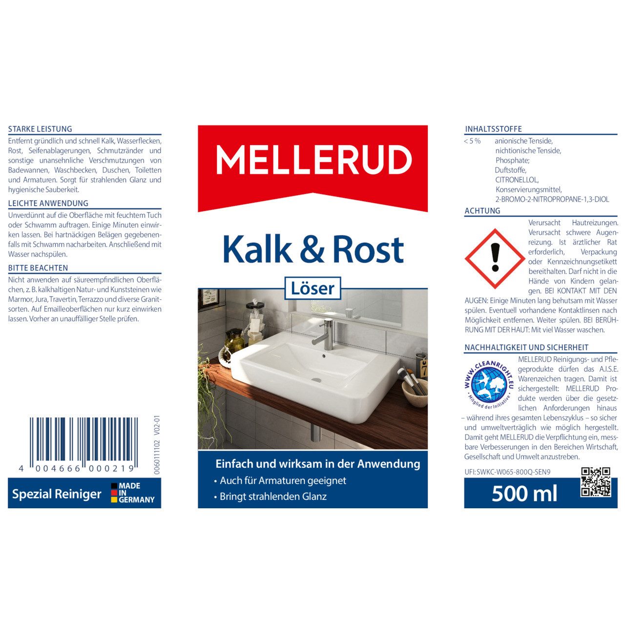 Mellerud Kalk & Rost Löser 0,5 l Flüssigentkalker (500 ml)