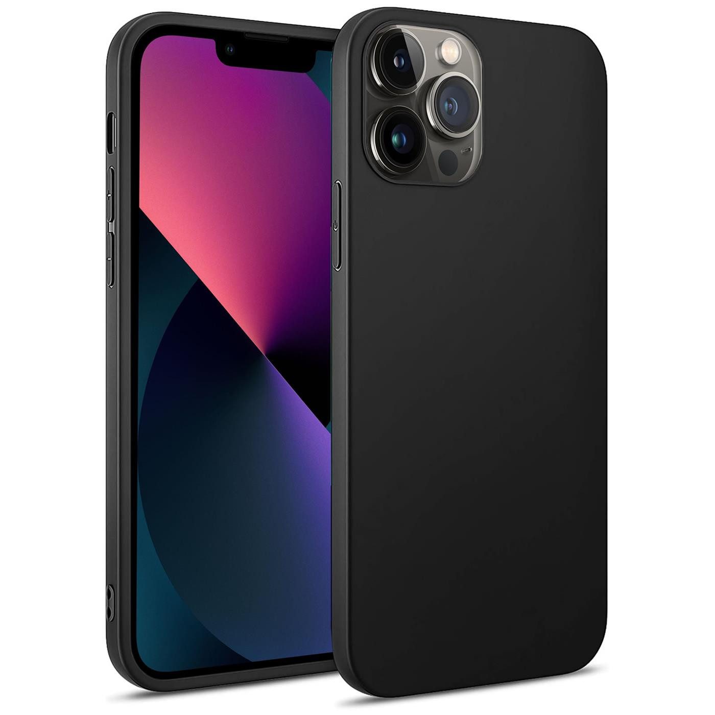 CoolGadget Handyhülle Handy Schutzhülle für Apple iPhone 13 Pro Max matt schwarz 6,7 Zoll, Silikon TPU Hülle Schutz Tasche Cover schlicht Slim Case