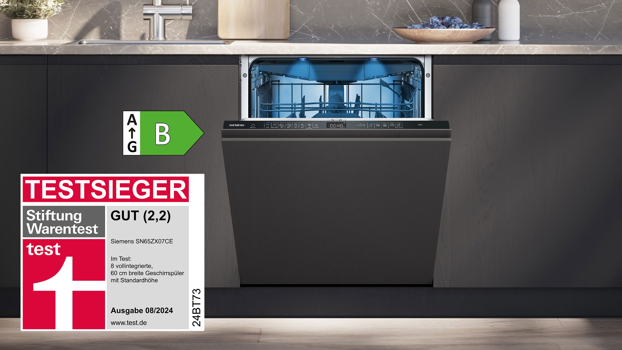 SIEMENS vollintegrierbarer Geschirrspüler iQ500 SN65ZX07CE, 14 Maßgedecke, Made in Germany, flexible Körbe & Schubladen, Spülturbo varioSpeed