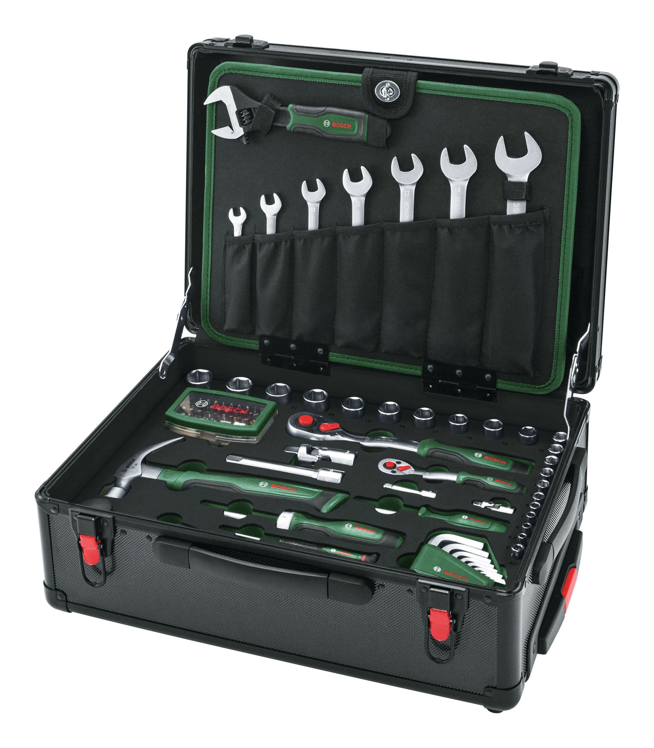 BOSCH Werkzeugtasche (119 Teile), Rollwerkzeugkoffer-Set, 119-teilig