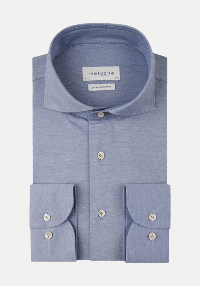 Profuomo Langarmhemd Slim-Fit Hemd Japanese Knitted - Slim Fit