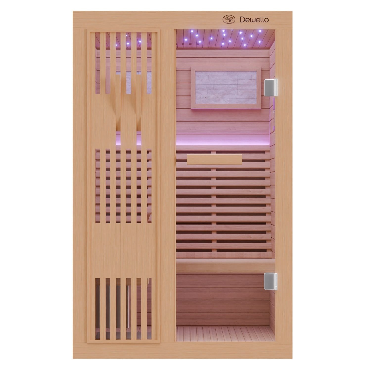 Dewello Sauna MINTO 120x120 Finnische Sauna, 2 Personen, Saunaofen, Harvia 3,5KW, BxTxH: 120 x 120 x 190 cm