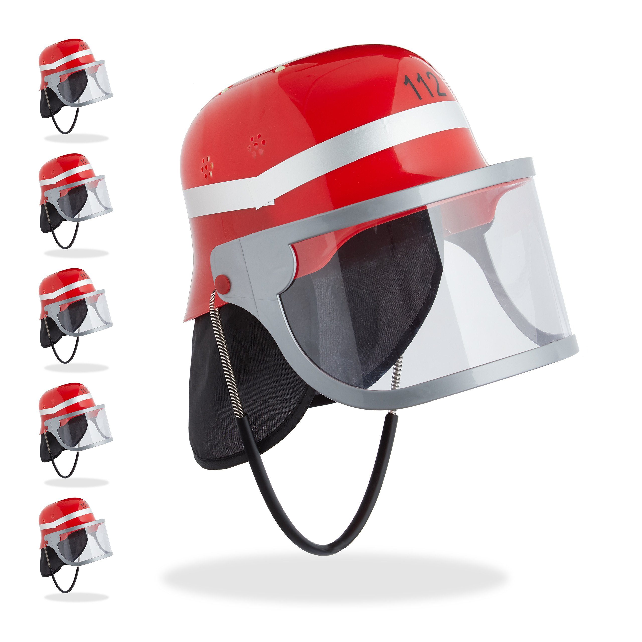 Feuerwehrhelm 6 x rot Kinder relaxdays Feuerwehrhelm