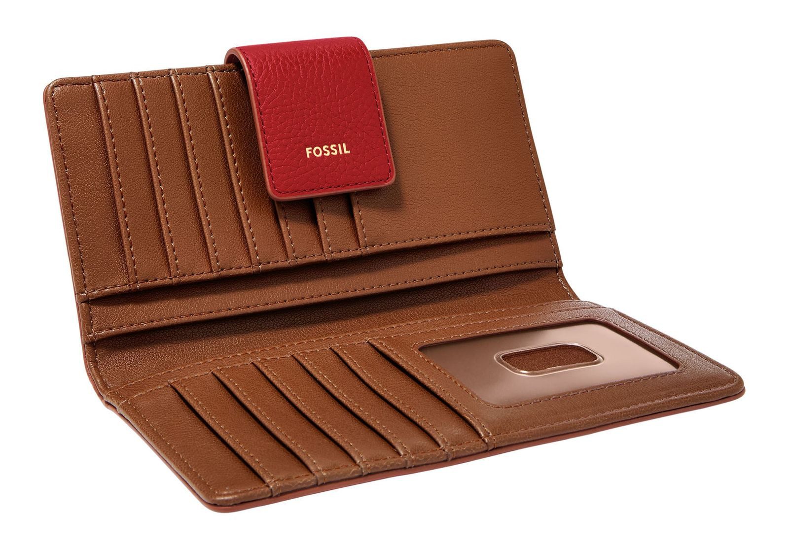 Fossil Geldbörse RFID Tab Clutch, aus echtem Rindsleder mit RFID-Blocker Schutz