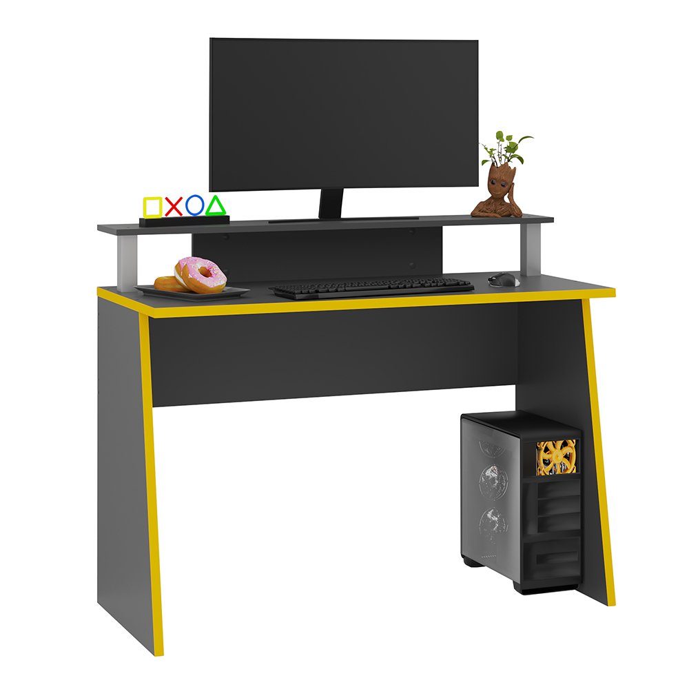 Lomadox Schreibtisch ZADAR-10, Gaming-Tisch, anthrazit mit orange, B/H/T ca. 93/117/50 cm