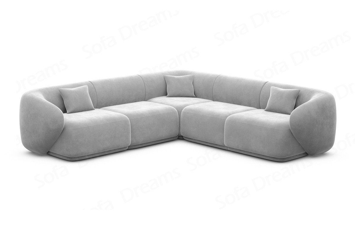 Samtstoff hellgrau84 Sofa Form Stoffsofa, Ecksofa Marbella Polster Dreams Sofa Loungesofa Design L