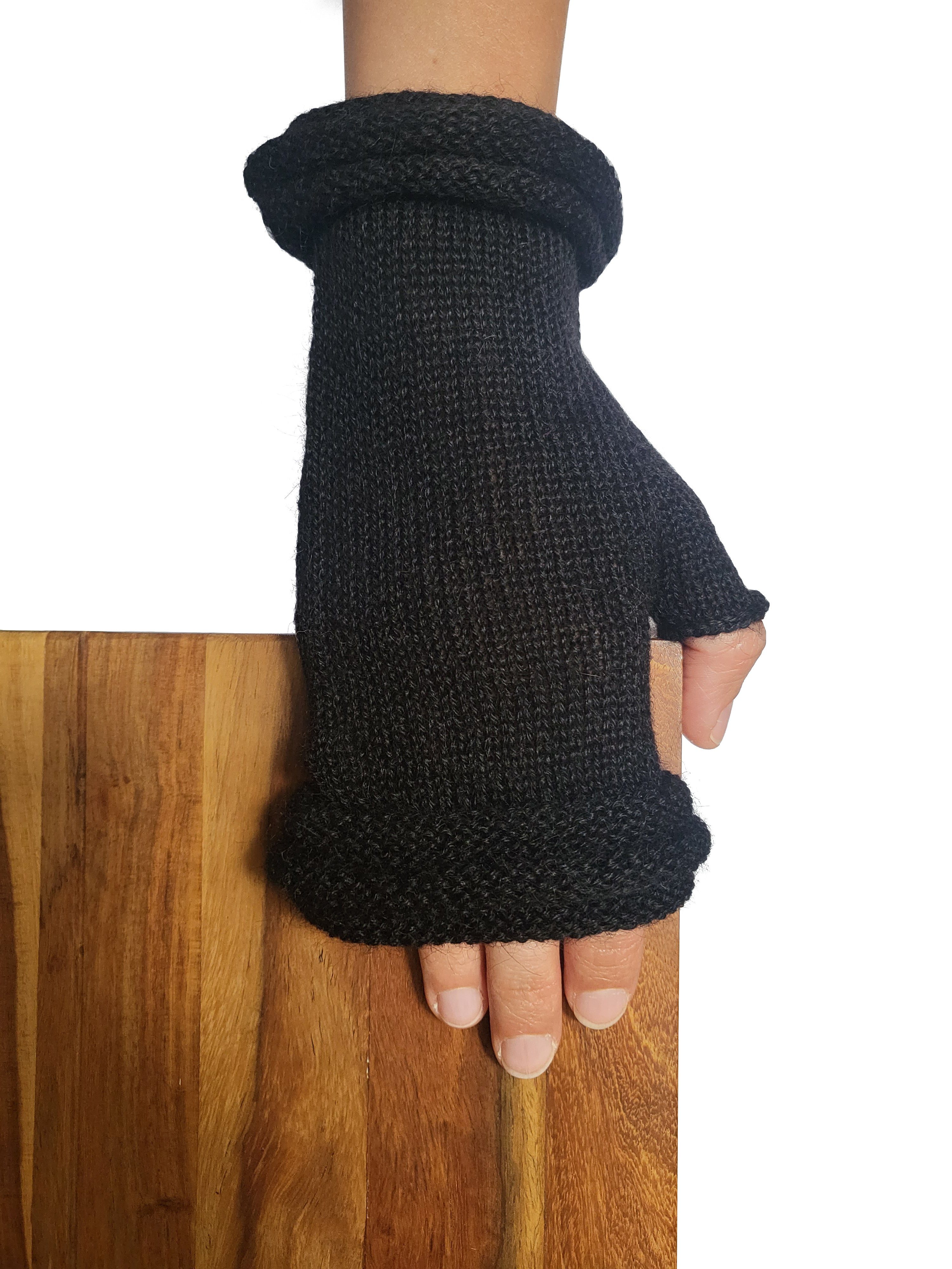 Gear Handschuhe Damen schwarz Posh Herren aus Fäustlinge Storiguanti Alpakawolle Alpaka 100%