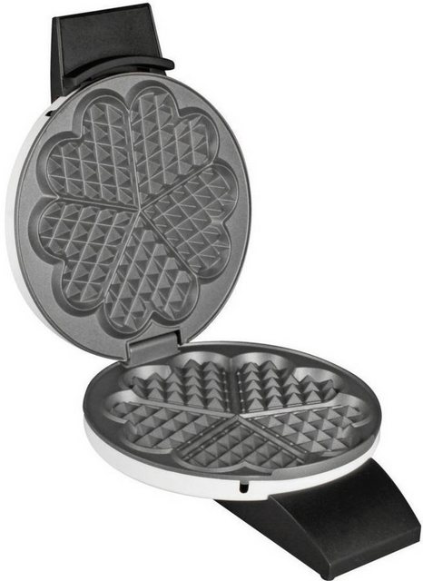 Cloer Waffeleisen Cloer 1621 Herz-Waffeleisen mit manueller Temperatureinstellung Weiß, 930 W