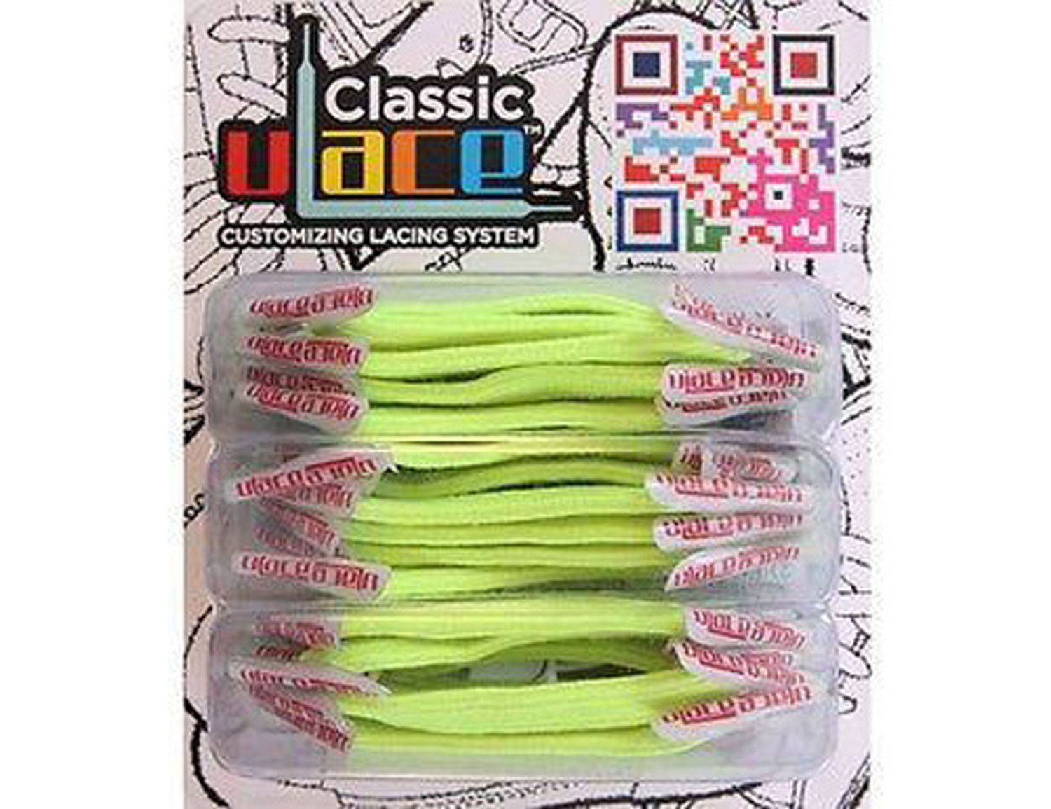 U-Laces Schnürsenkel Classic 18 Stück - elastische Schnürsenkel mit Wiederhaken Neon Yellow