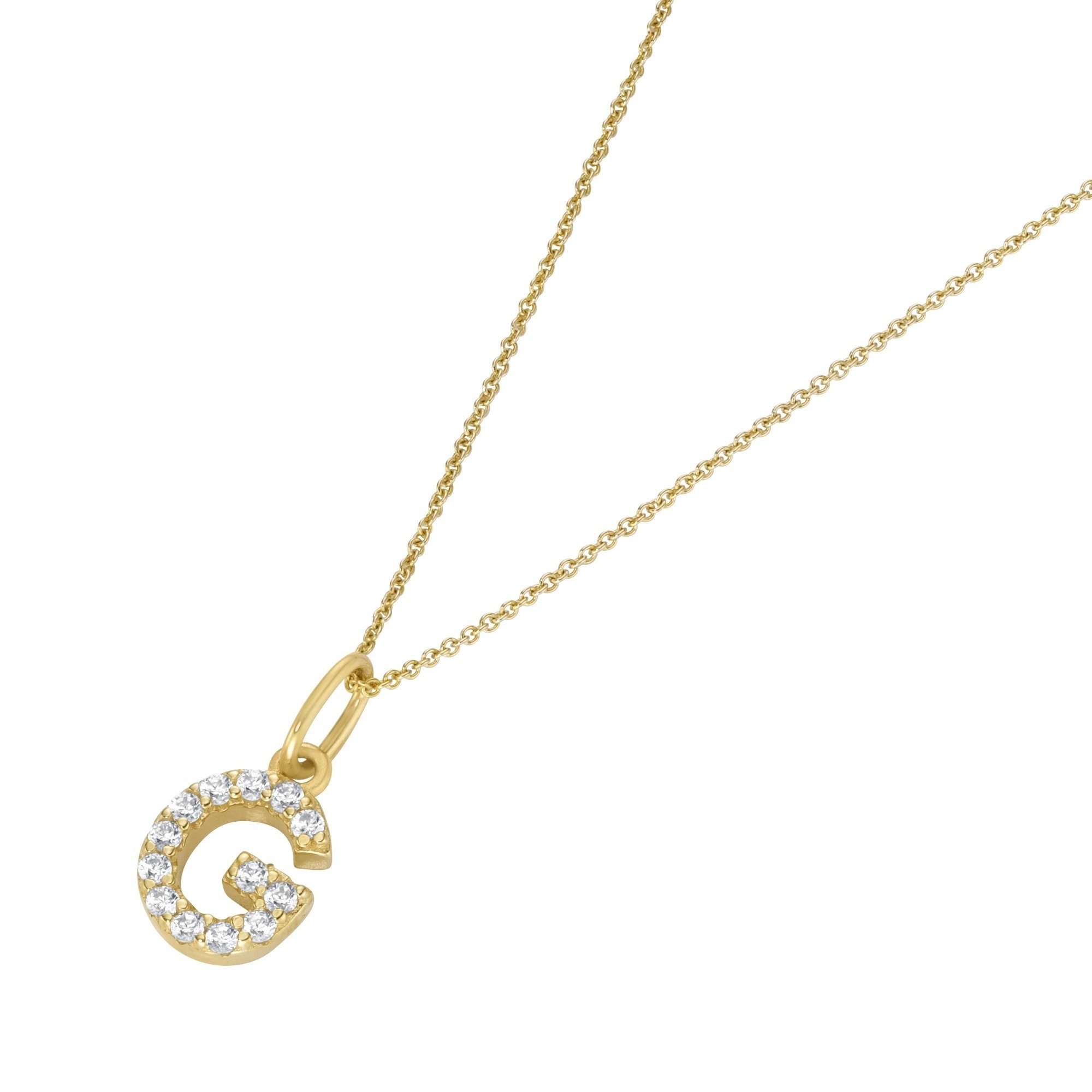Luigi Merano Goldkette Anhänger Buchstabe G mit Zirkonia, Gold 375