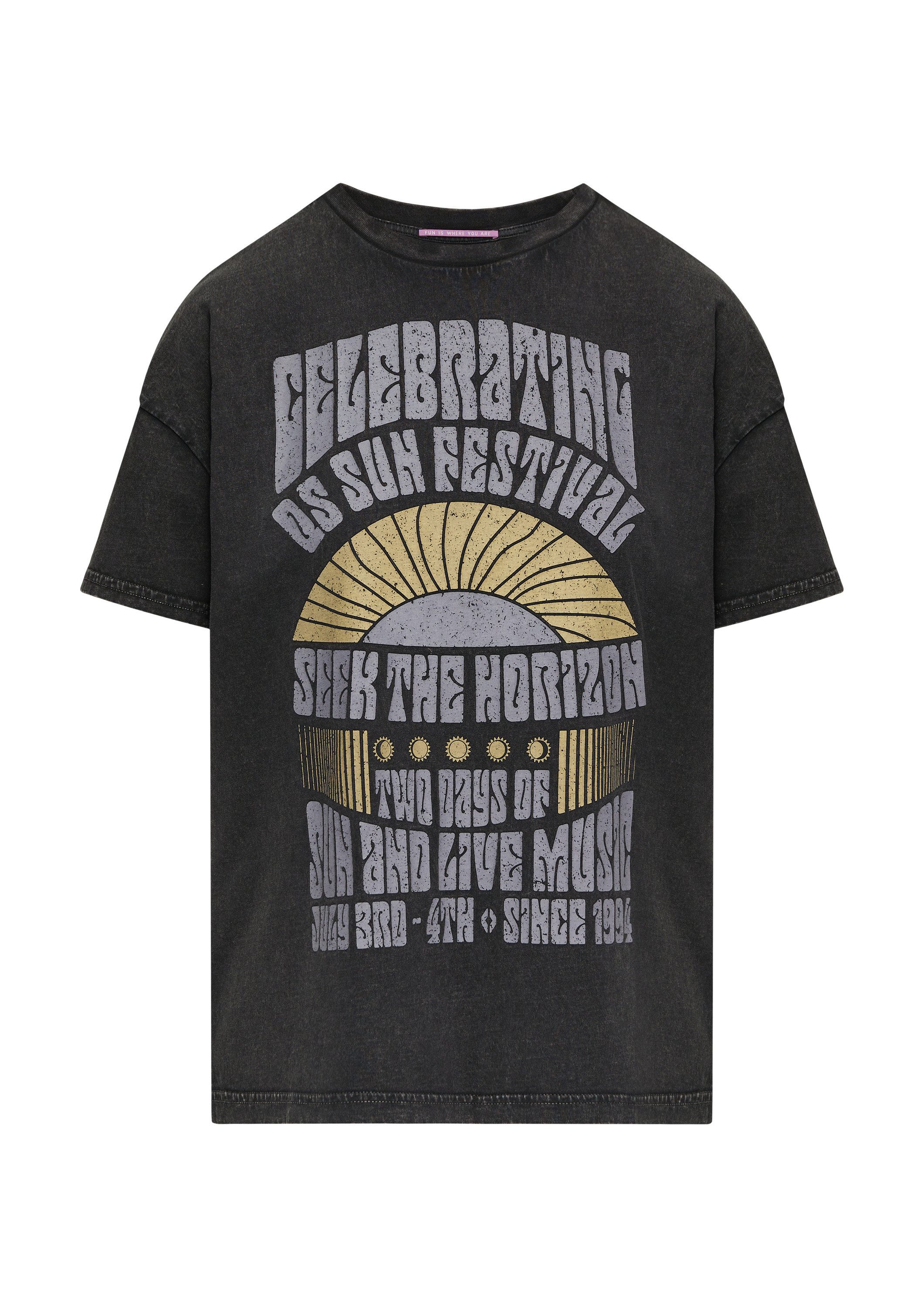 QS Kurzarmshirt T-Shirt Oversized-Shirt im Vintage-Look günstig online kaufen
