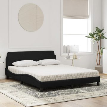 vidaXL Bett Bett mit Matratze Schwarz 160x200 cm Samt