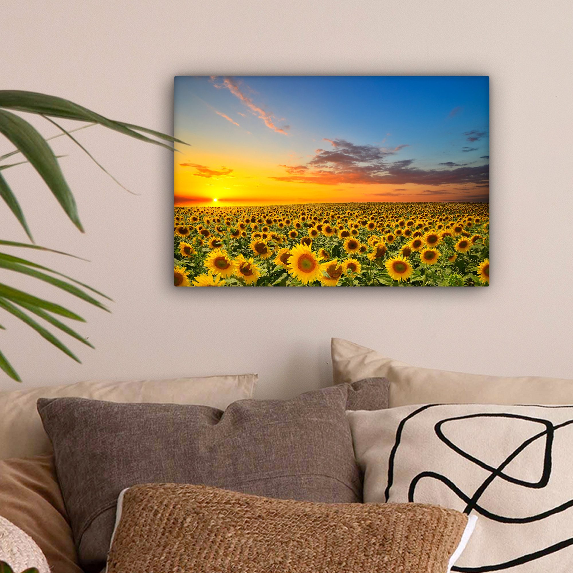 OneMillionCanvasses® Leinwandbild Blumen - Sonnenblume - Sonnenuntergang - günstig online kaufen