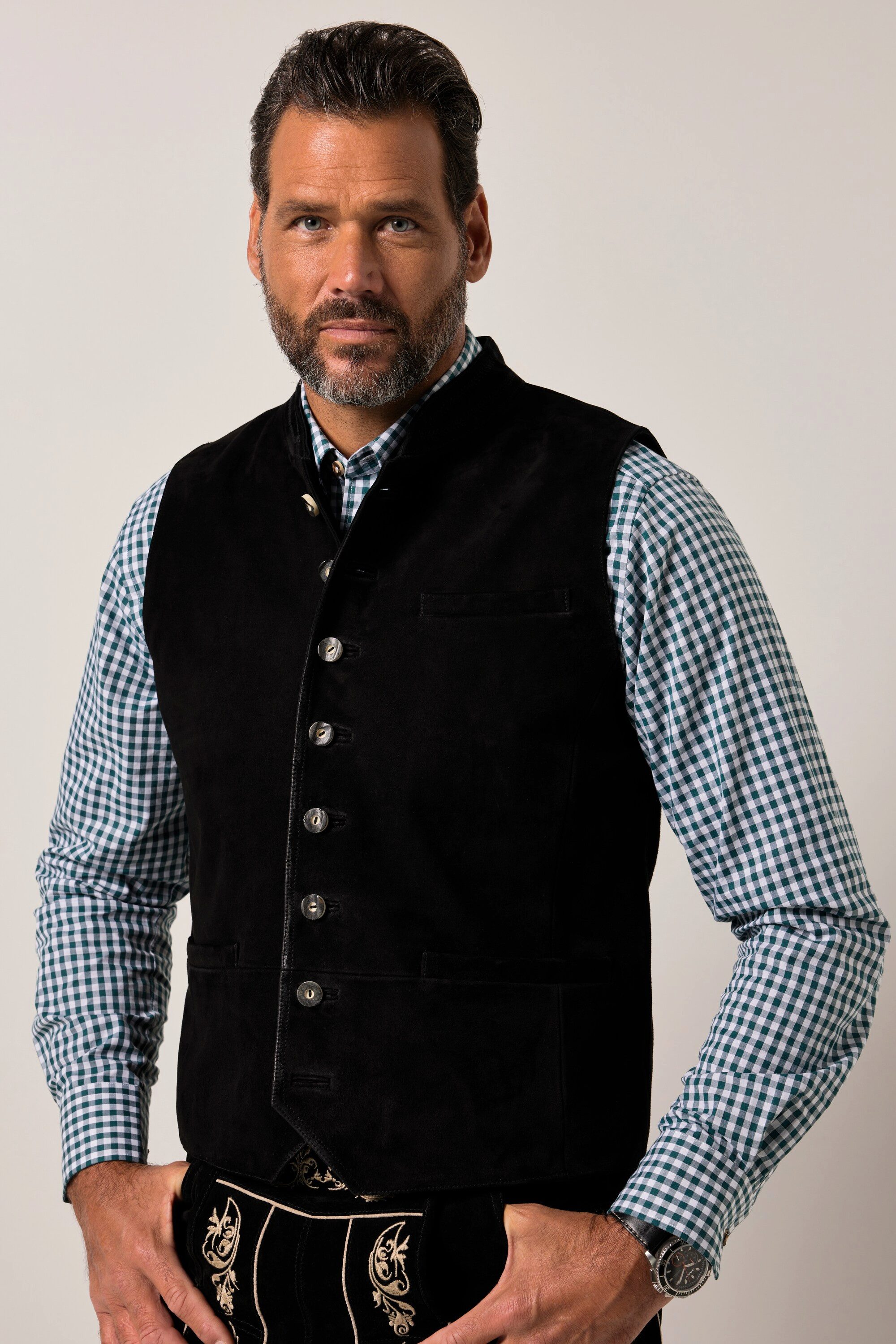 JP1880 Steppweste JP1880 Weste Ziegen Veloursleder Tracht Stehkragen günstig online kaufen