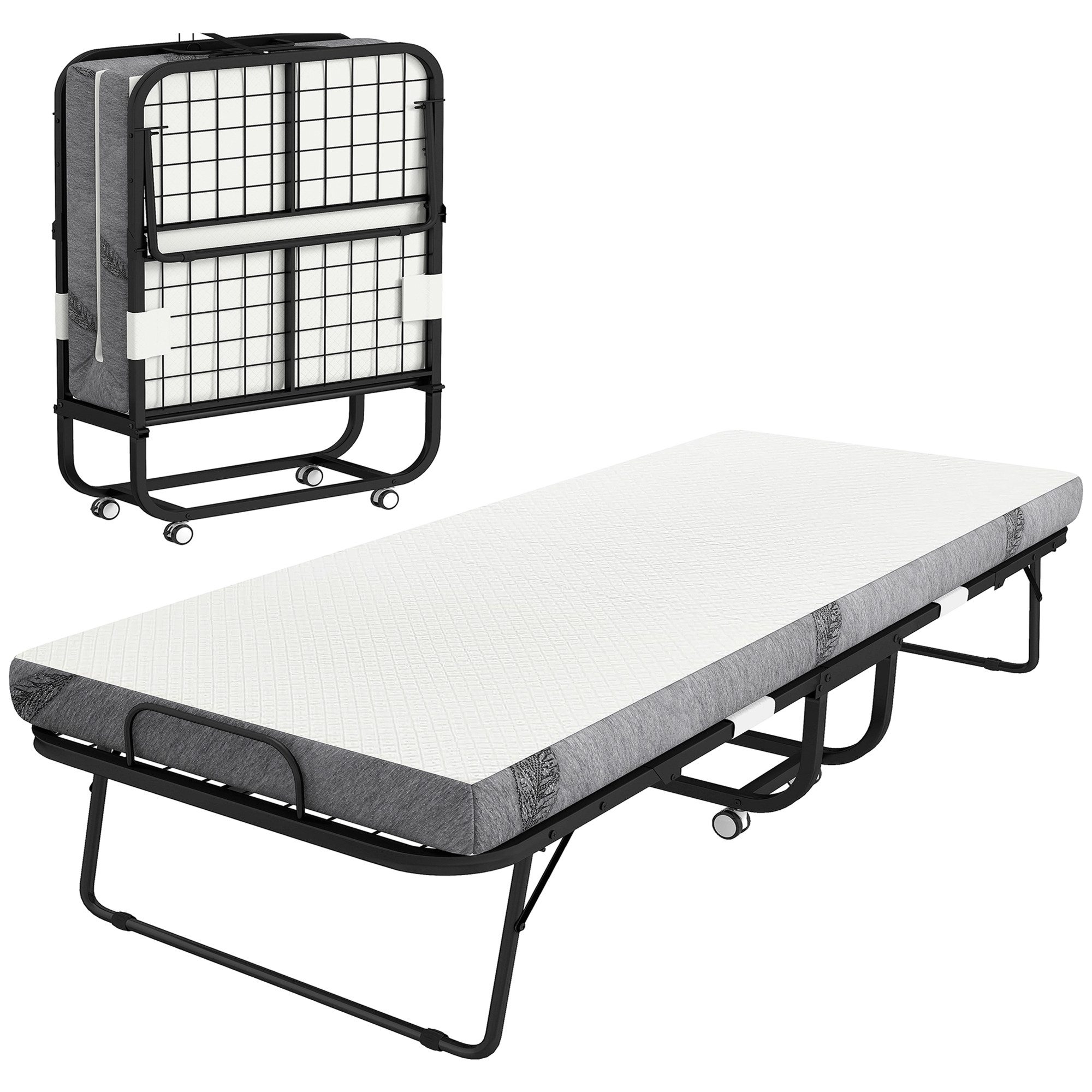 HOMCOM Gästebett Klappbett 90x200 cm Erwachsene mit 10 cm Dicker Schaumstof günstig online kaufen